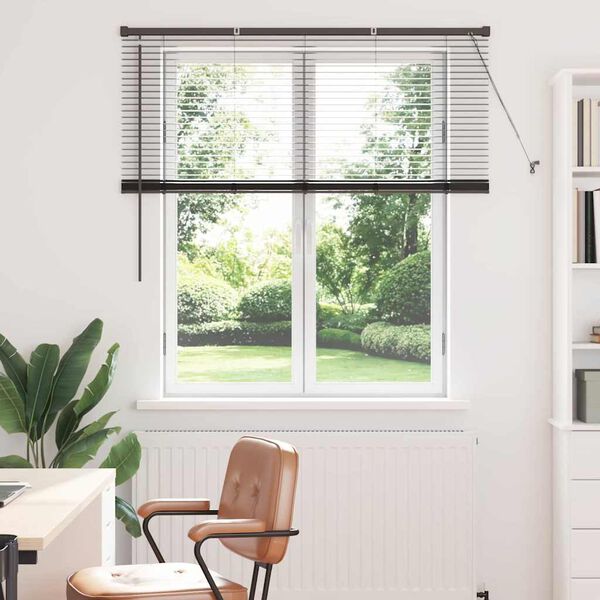 vidaXL Vindues Blind med gardiner Sort Aluminium