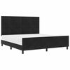 vidaXL Box spring seng med hovedg&aelig;rde Sort 180 x 200 cm Fl&oslash;jl