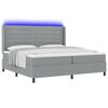 vidaXL LED Box Spring Bed med madras Lysegr&aring; 200 x 200 cm Stof