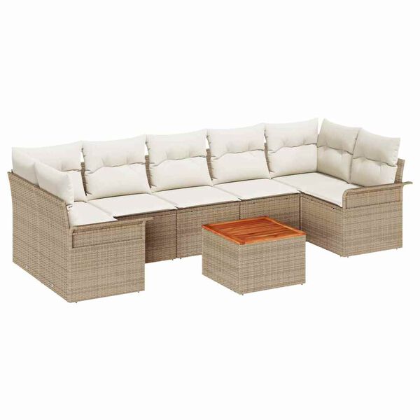 vidaXL Havesofa S&aelig;t med opbevaring 8 pcs Beige og creme polyrattan