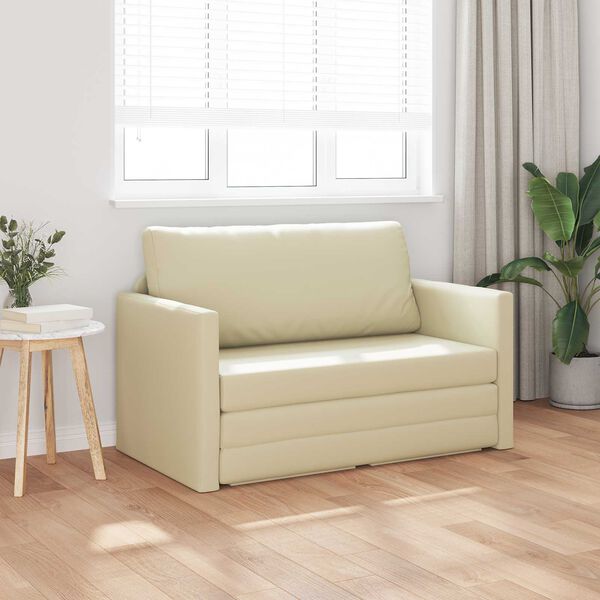 vidaXL Sovesofa 110cm Creme Kunstl&aelig;der