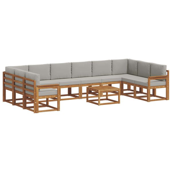 vidaXL Udend&oslash;rs sofagruppe med pude 11 pcs Naturlig og Lys Gr&aring;