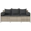 vidaXL 3-personers havesofa med hynder polyrattan lysegr&aring;
