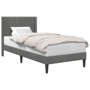 vidaXL Sengestel med hovedg&aelig;rde M&oslash;rkegr&aring; 100 x 190 cm Fl&oslash;jl