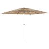 vidaXL haveparasol med LED-lys og st&aring;lstang 248x248x248 cm brun