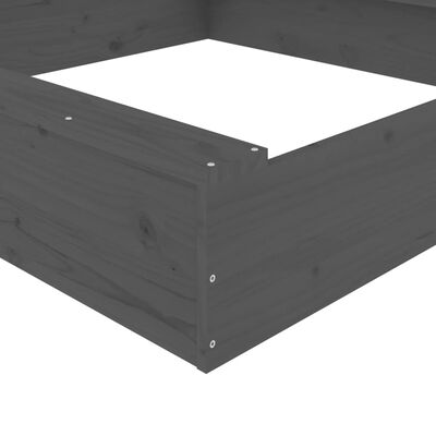 vidaXL sandkasse med sæder firkantet massivt fyrretræ grå