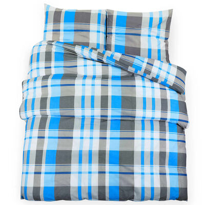 vidaXL sengetøj 225x200 cm bomuld blå og grå