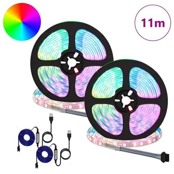 vidaXL LED Strip 2 pcs Sort og Gennemsigtig 5500 mm Kobber og plastik