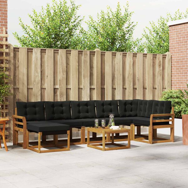 vidaXL Udend&oslash;rs sofagruppe med pude 8 pcs Naturlig og sort