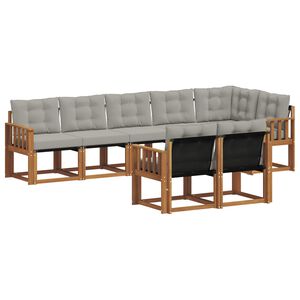 vidaXL Udend&oslash;rs sofagruppe med pude 8 pcs Naturlig og Lys Gr&aring;