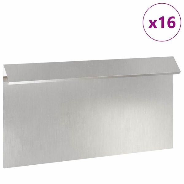 vidaXL Sneglehegn 16 pcs S&oslash;lv 50 x 3,5 x 25 cm Rustfrit st&aring;l