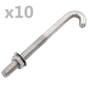 vidaXL forankret J-bolt 25 s&aelig;t med m&oslash;trik og sp&aelig;ndeskive M8 x 100 mm