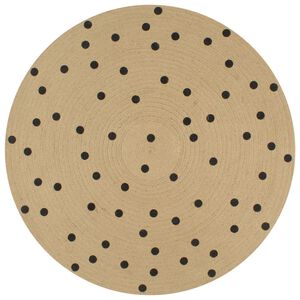 vidaXL h&aring;ndlavet t&aelig;ppe med polkaprikker jute 120 cm
