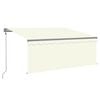 vidaXL markise m. gardin+LED+vindsensor 3,5x2,5 m auto cremefarvet