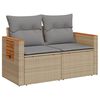 vidaXL 2-personers havesofa med hynder polyrattan beige