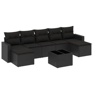 vidaXL sofas&aelig;t til haven 8 dele med hynder polyrattan sort
