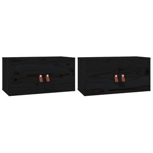 vidaXL v&aelig;gskabe 2 stk. 60x30x30 cm massivt fyrretr&aelig; sort