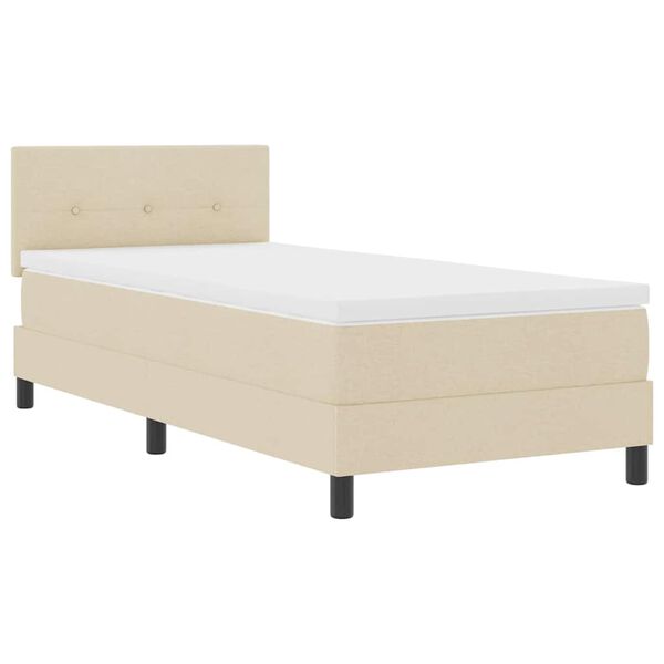 vidaXL Box spring seng med madras med LED Creme 100 x 200 cm Stof