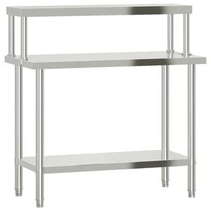 vidaXL k&oslash;kkenbord med tophylde 110x55x120 cm rustfrit st&aring;l