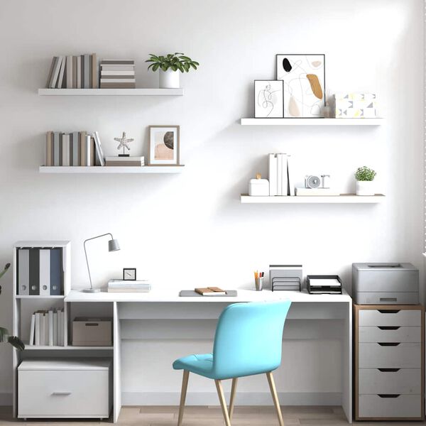 vidaXL v&aelig;ghylder 4 stk. 80x23,5x3,8 cm MDF egetr&aelig;sfarve og hvid