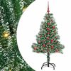 vidaXL Kunstigt Juletr&aelig; Snebelagt med LED Lys Gr&oslash;n og Hvid 120 cm