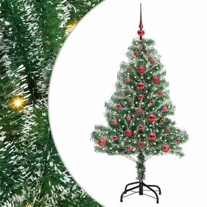 vidaXL Kunstigt Juletr&aelig; Snebelagt med LED Lys Gr&oslash;n og Hvid 120 cm