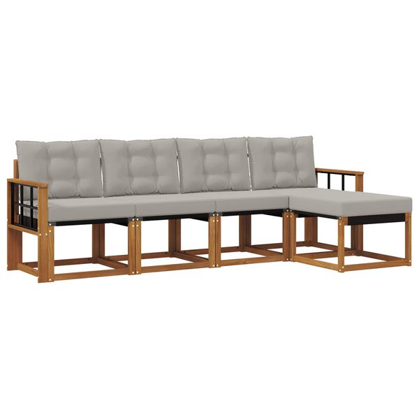 vidaXL Udend&oslash;rs sofagruppe med pude 5 pcs Naturlig og Lys Gr&aring;