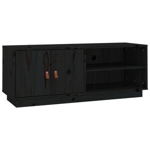vidaXL tv-bord 105x34x40 cm massivt fyrretr&aelig; sort