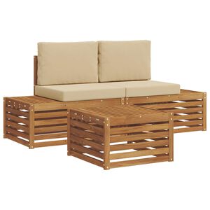 vidaXL Udend&oslash;rs sofagruppe med pude Naturlig og Beige 59 x 59 x 37 cm