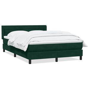 vidaXL kontinentalseng med madras 160x220 cm fl&oslash;jl m&oslash;rkegr&oslash;n