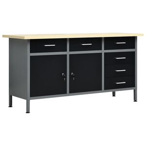 vidaXL arbejdsbord 120x60x85 cm st&aring;l sort