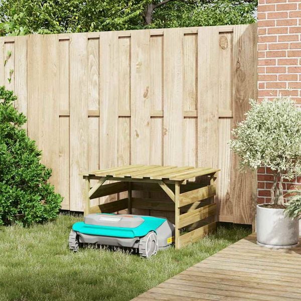 vidaXL Gr&aelig;sklipper Garage Brun 84 x 80 x 56 cm Impregneret fyrretr&aelig;