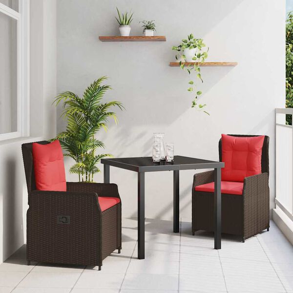 vidaXL Have Spisebordss&aelig;t 3 pcs Brun Poly rattan