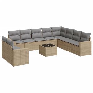 vidaXL sofas&aelig;t til haven 11 dele med hynder polyrattan beige