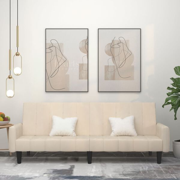 vidaXL 2-personers sovesofa fl&oslash;jl cremefarvet