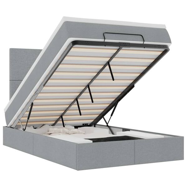 vidaXL osmannisk sengeramme med madras 120x200 cm stof lysegr&aring;