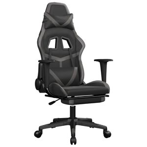 vidaXL gamingstol med fodst&oslash;tte kunstl&aelig;der sort og gr&aring;