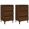 vidaXL sengeborde 2 stk. med metalben 40x35x69 cm brun egetr&aelig;sfarve