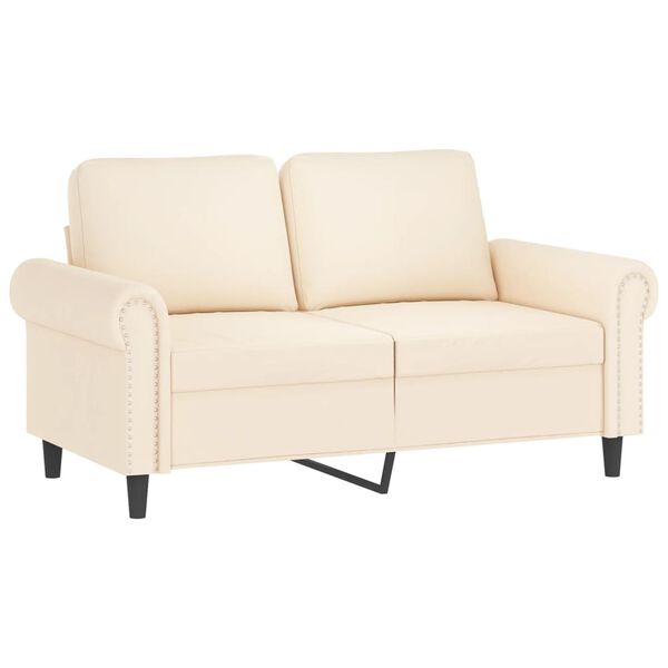 vidaXL 2-personers sofa med puder og hynder 120 cm velour cremefarvet