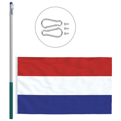 vidaXL Hollands flag og flagstang 6 m aluminium