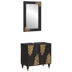 vidaXL Badev&aelig;relsesskabs&aelig;t V&aelig;gmonteret 2 pcs Sort Massivt mangotr&aelig;