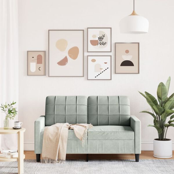 vidaXL 2-personers sofa 120 cm velour lysegr&aring;