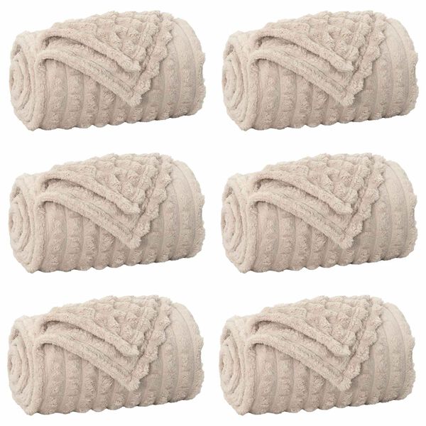 vidaXL Kastet&aelig;pper 6 pcs Beige 240 x 220 cm Fleece