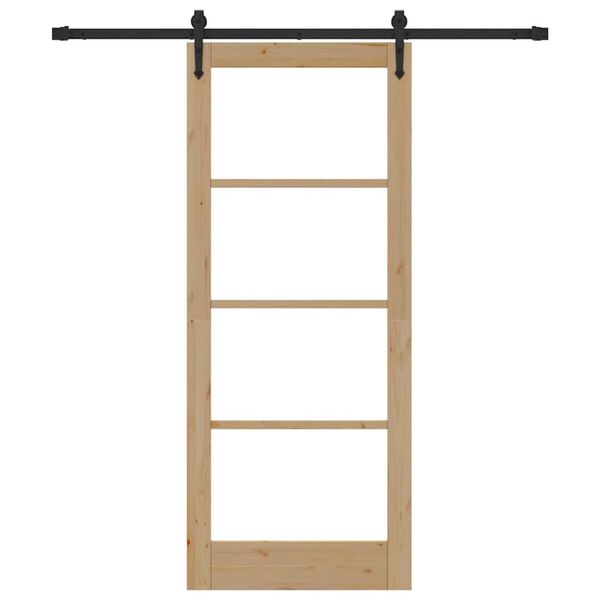 vidaXL Skyded&oslash;r Naturfarvet 83 x 202 cm Massivt fyrretr&aelig; og glas