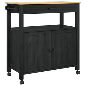 vidaXL K&oslash;kkenvogn MONZA Sort 84 x 40 x 88,5 cm Massivt fyrretr&aelig;