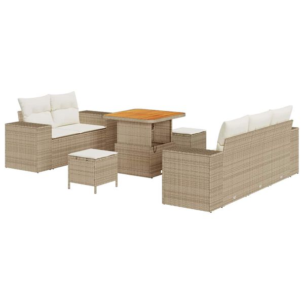 vidaXL Havesofa S&aelig;t med pude med pude 8 pcs Beige og creme Poly Rattan