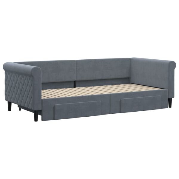vidaXL daybed med udtræk og skuffer 90x200 cm velour mørkegrå