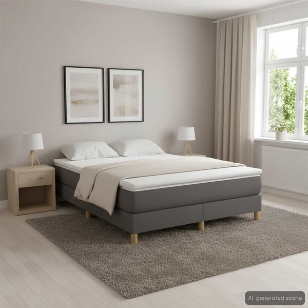 vidaXL Boxspring sengeramme 140x200 cm stof mørkegrå