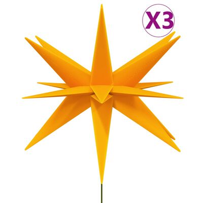 vidaXL juledekoration med LED-lys og jordspyd 3 stk. 35 cm foldbar gul