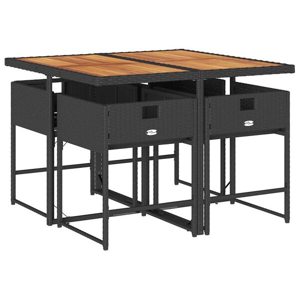 vidaXL spisebordss&aelig;t til haven 5 dele med hynder polyrattan sort